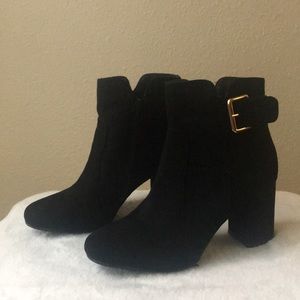 Black block heel boots